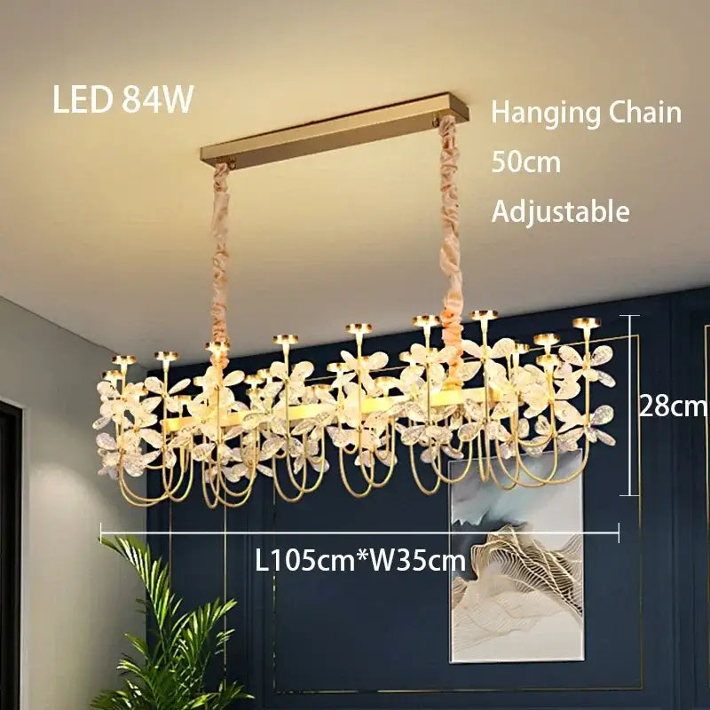 Gold Crystal Butterfly Chandelier 2-Tier Dimmable