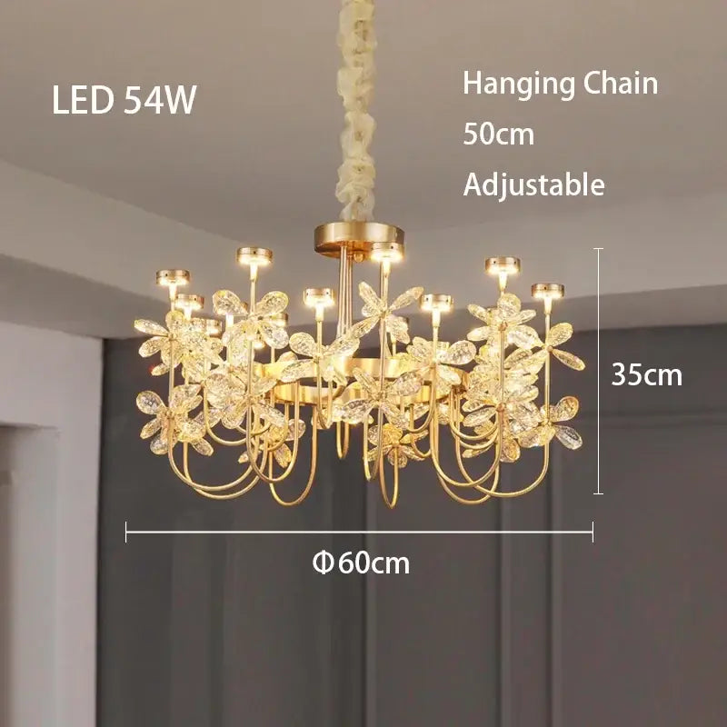 Gold Crystal Butterfly Chandelier 2-Tier Dimmable
