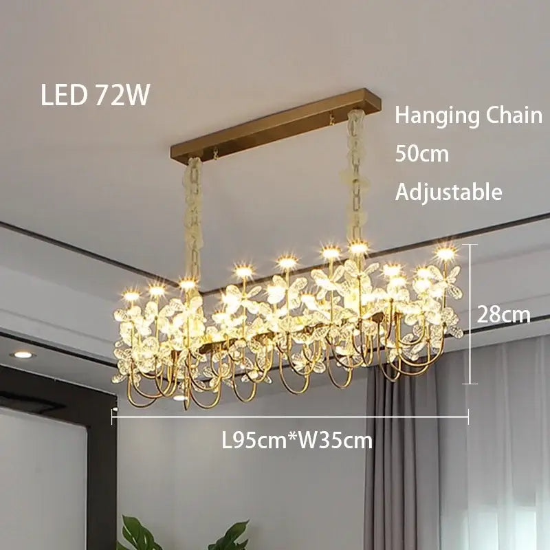 Gold Crystal Butterfly Chandelier 2-Tier Dimmable