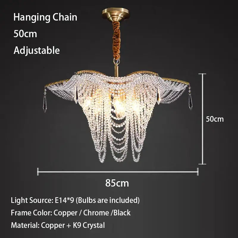 Crystal Bead Gold Chandelier