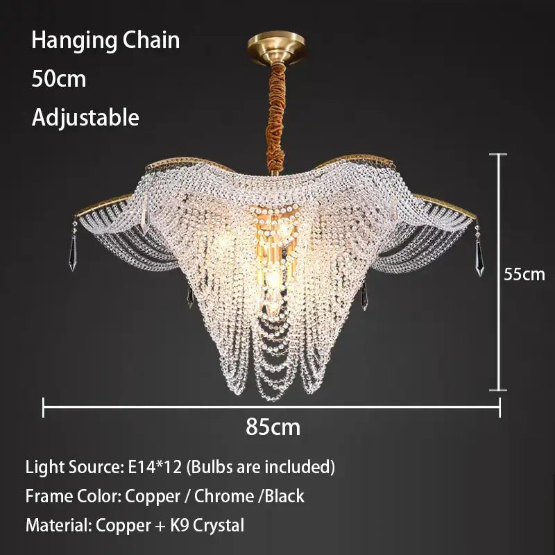 Crystal Bead Gold Chandelier