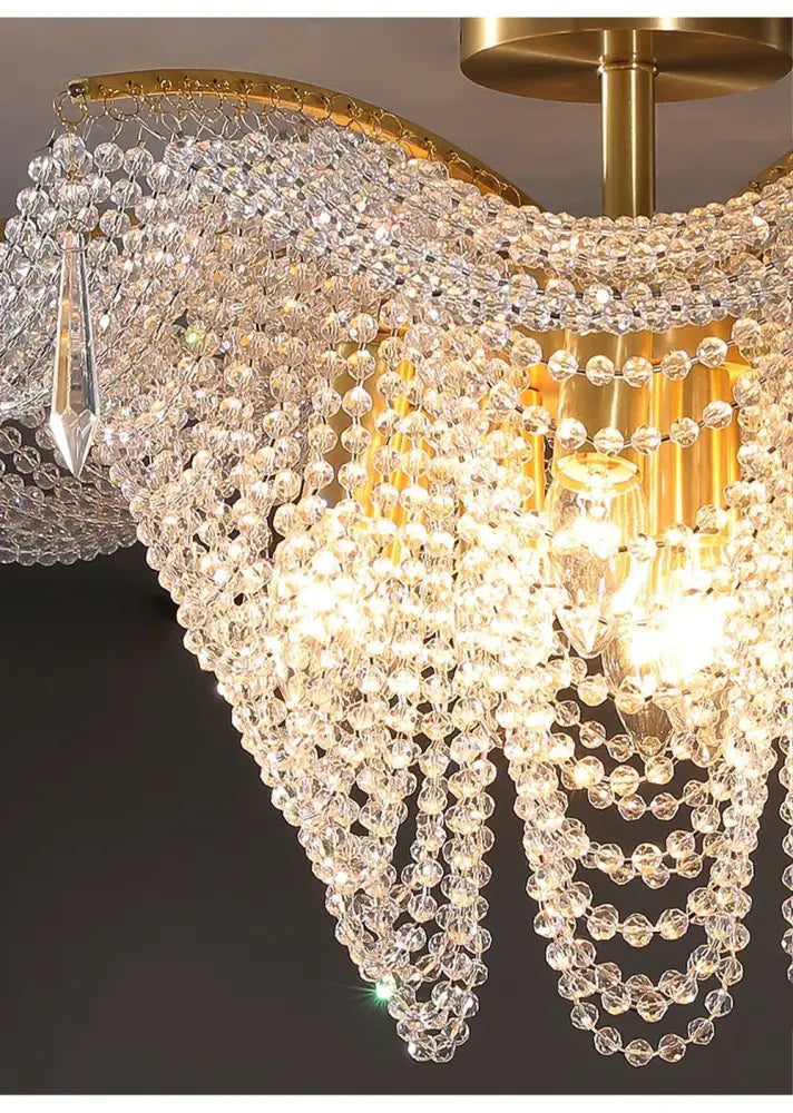 Crystal Bead Gold Chandelier