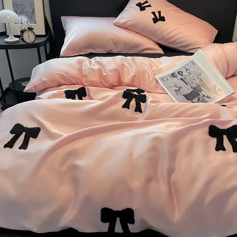 Embroidered Black White Pillow