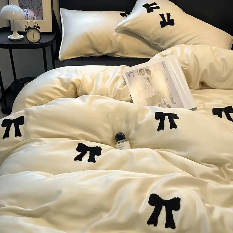 Embroidered Black White Pillow