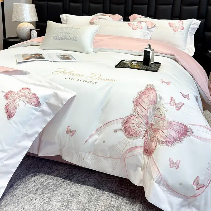 Pink Butterfly Bedding Set