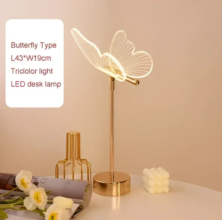 Gold Acrylic Butterfly Lamp
