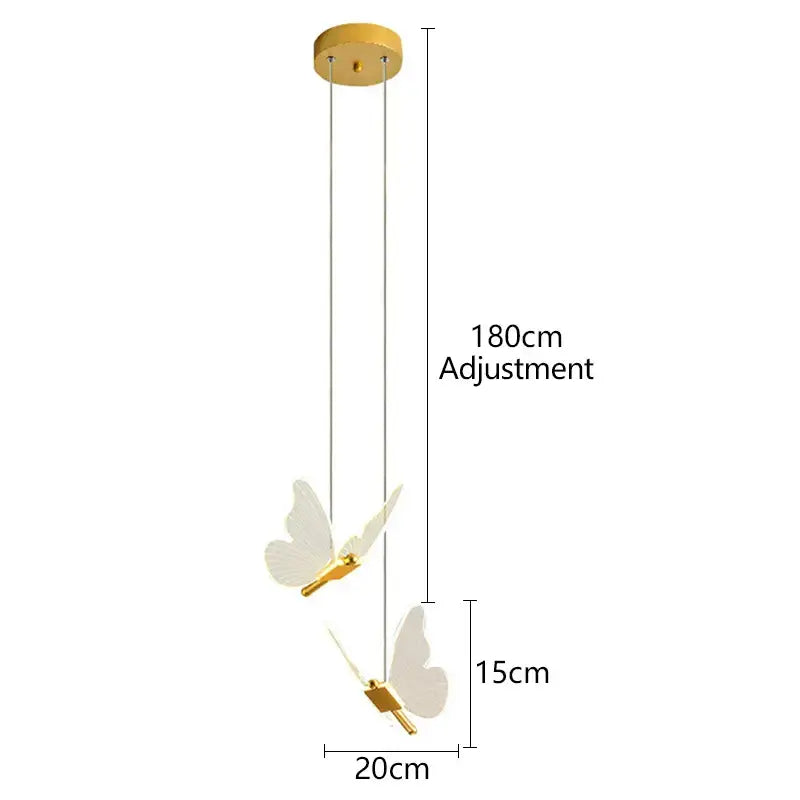 Gold Butterfly LED Pendant Dimmable Nordic Design