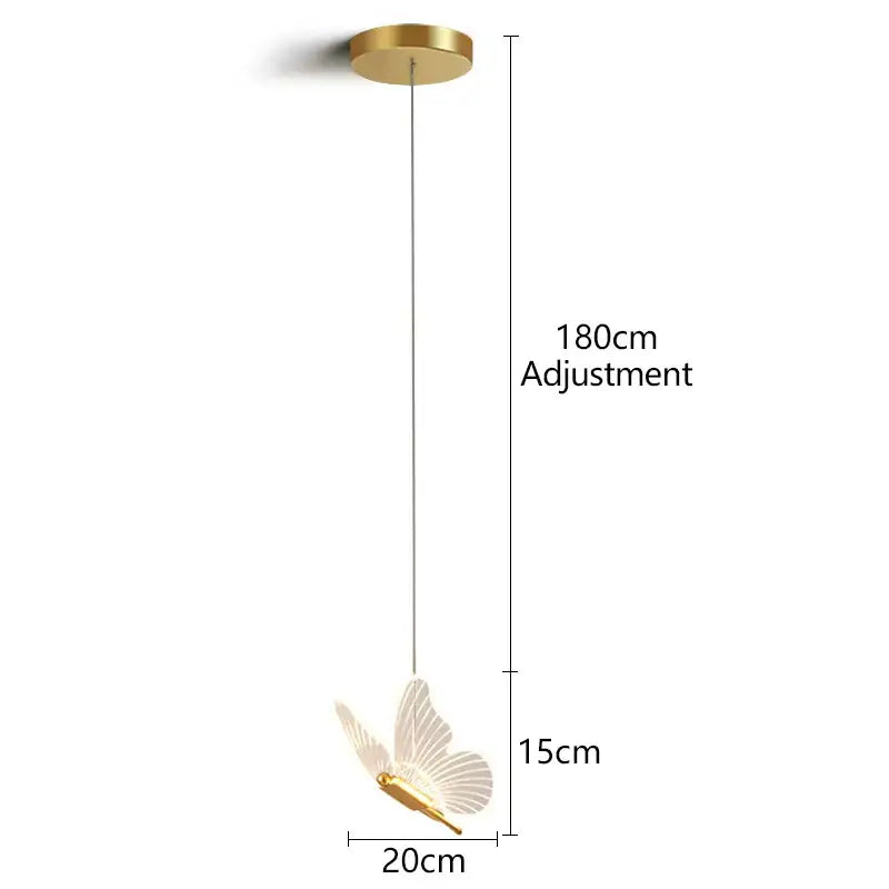 Gold Butterfly LED Pendant Dimmable Nordic Design