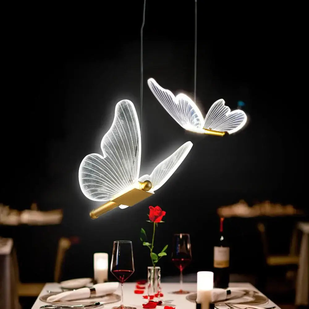 Gold Butterfly LED Pendant Dimmable Nordic Design