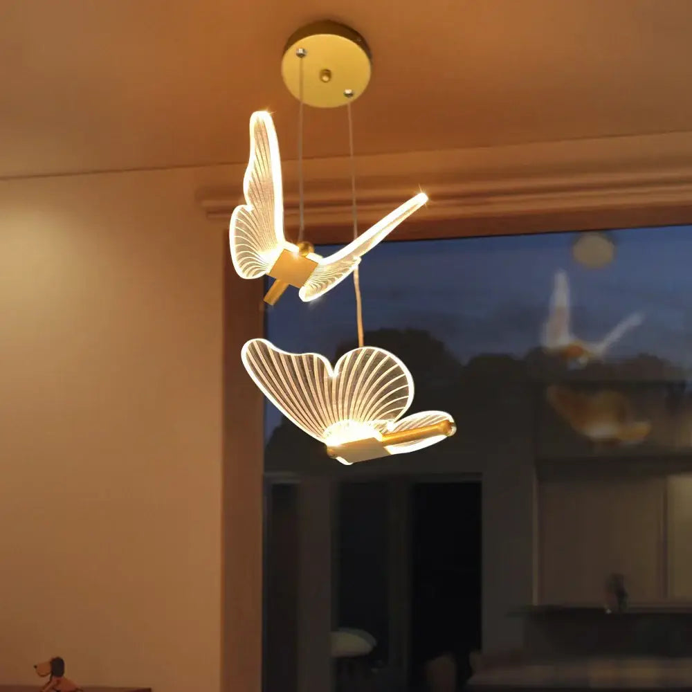 Gold Butterfly LED Pendant Dimmable Nordic Design
