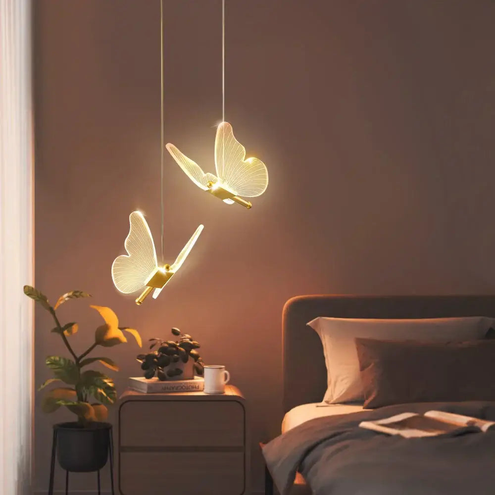Gold Butterfly LED Pendant Dimmable Nordic Design