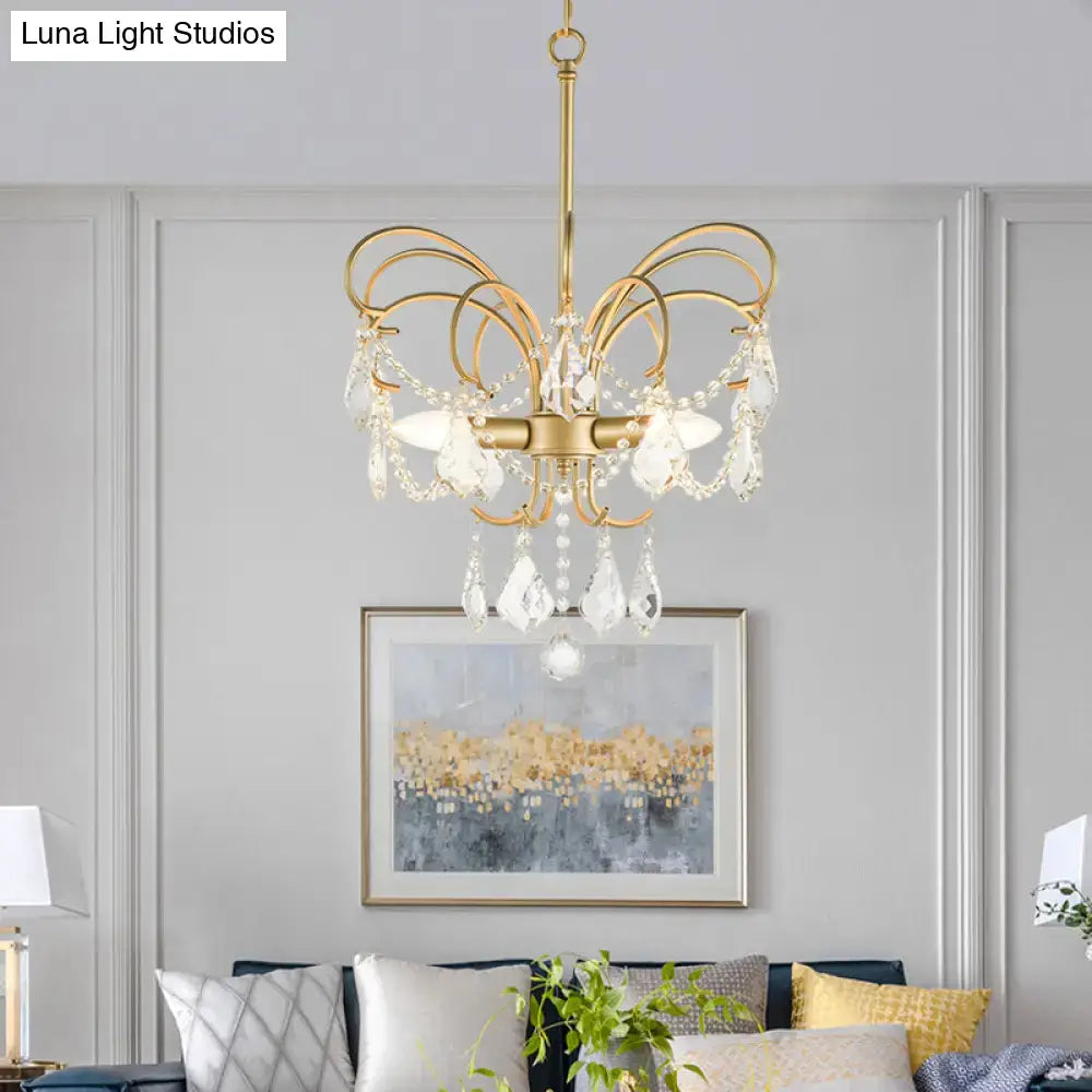 Gold Butterfly Crystal Chandelier