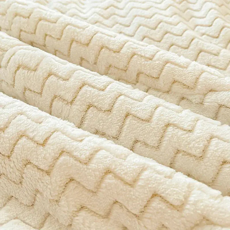Cream Velvet Quilted Blanket 150x200cm Size
