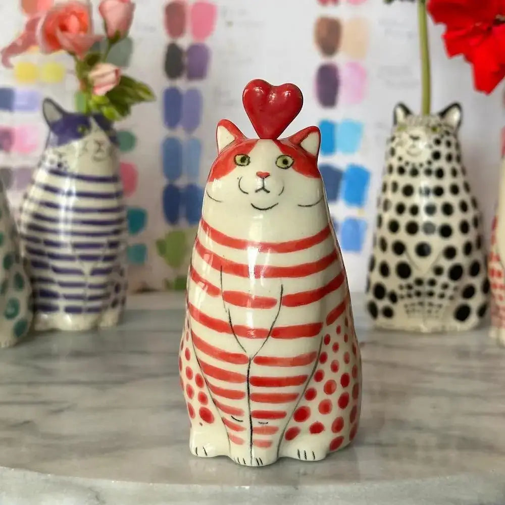 Polka Dot Cat Vase