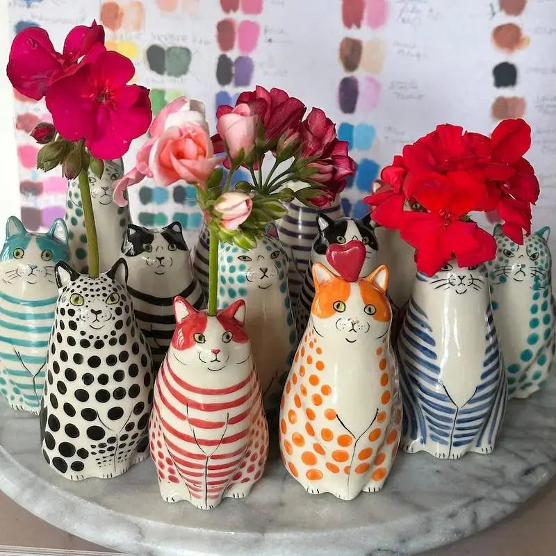 Polka Dot Cat Vase