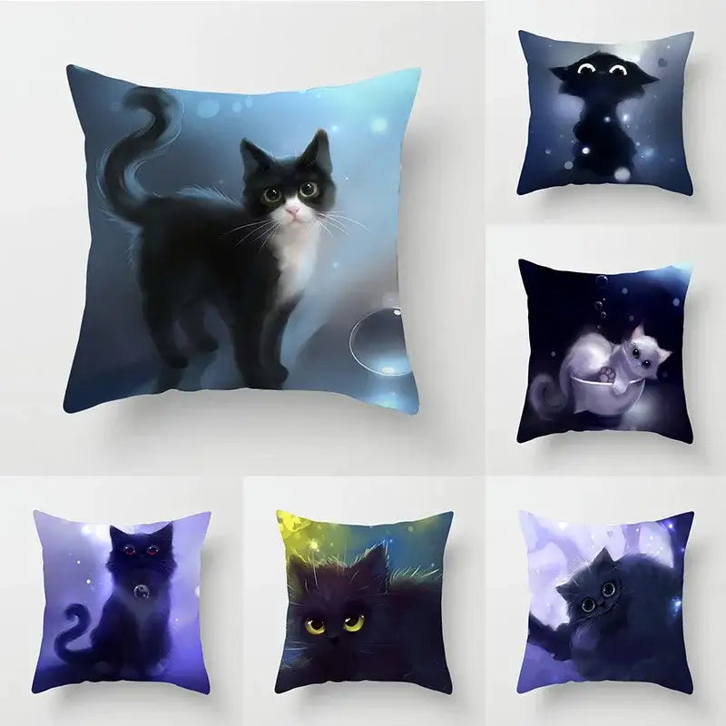 Black Cat Cushion Cover