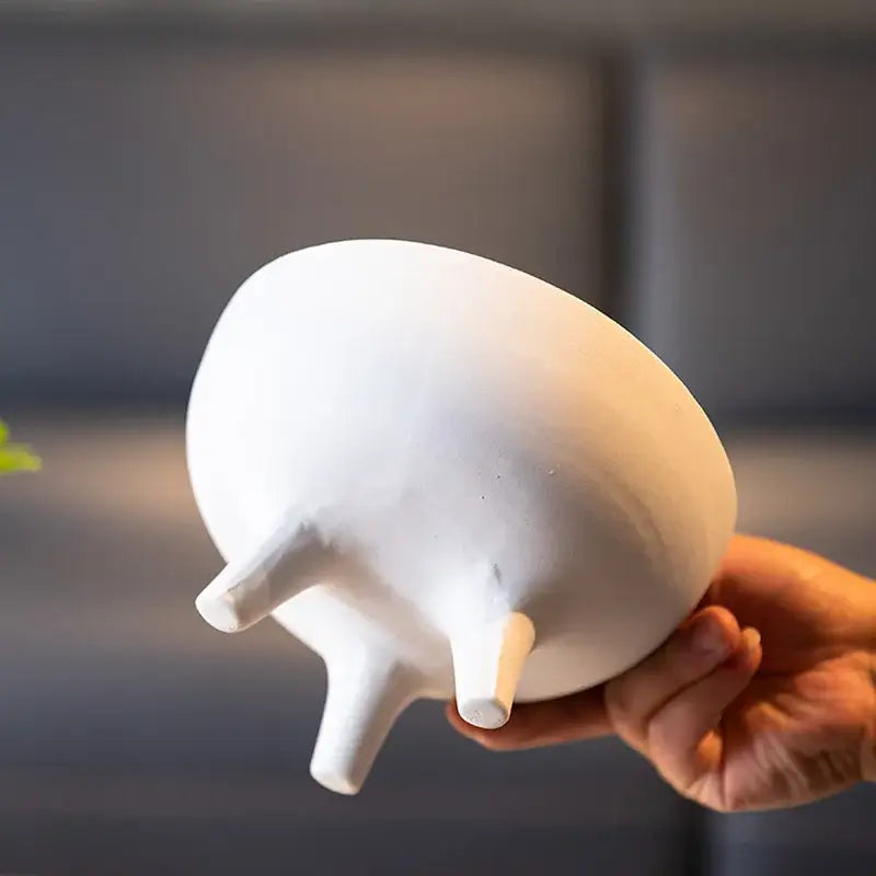 White Ceramic Tripod Planter