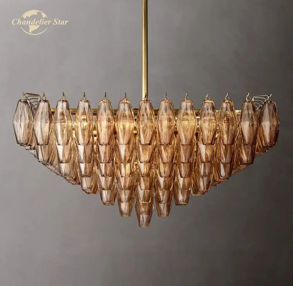 Amber Square Glass Chandelier