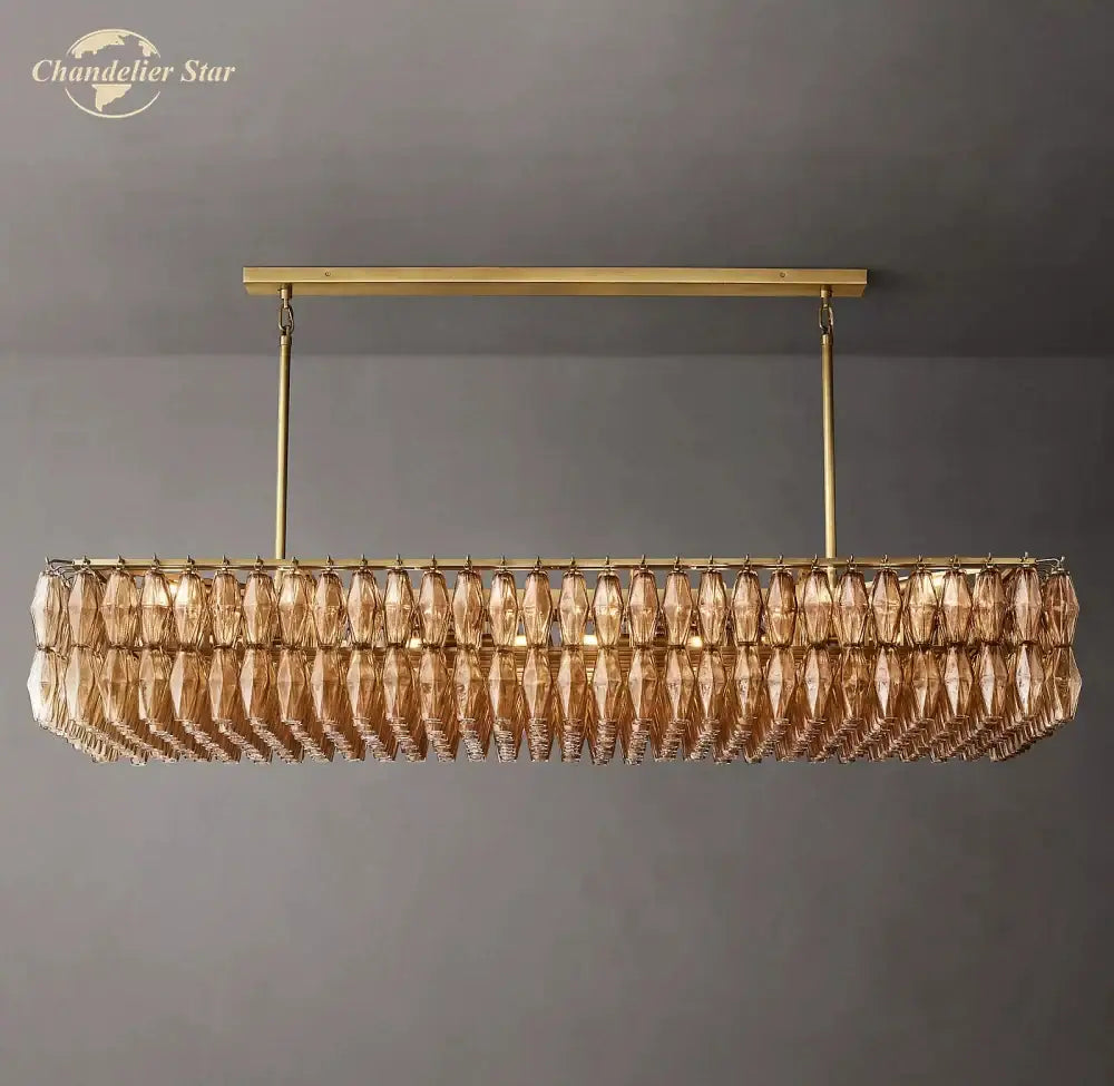 Amber Brass Chandelier
