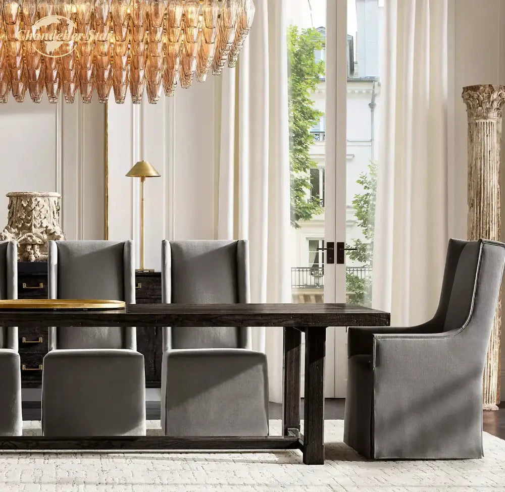 Brass Smoke Glass Chandelier