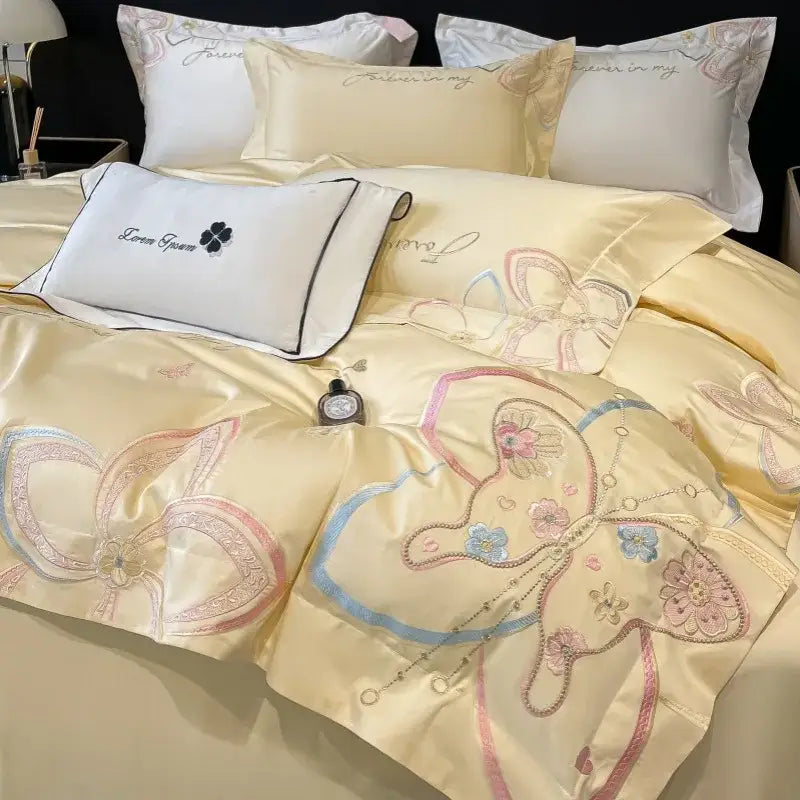 Light Blue Gold Bedding Set