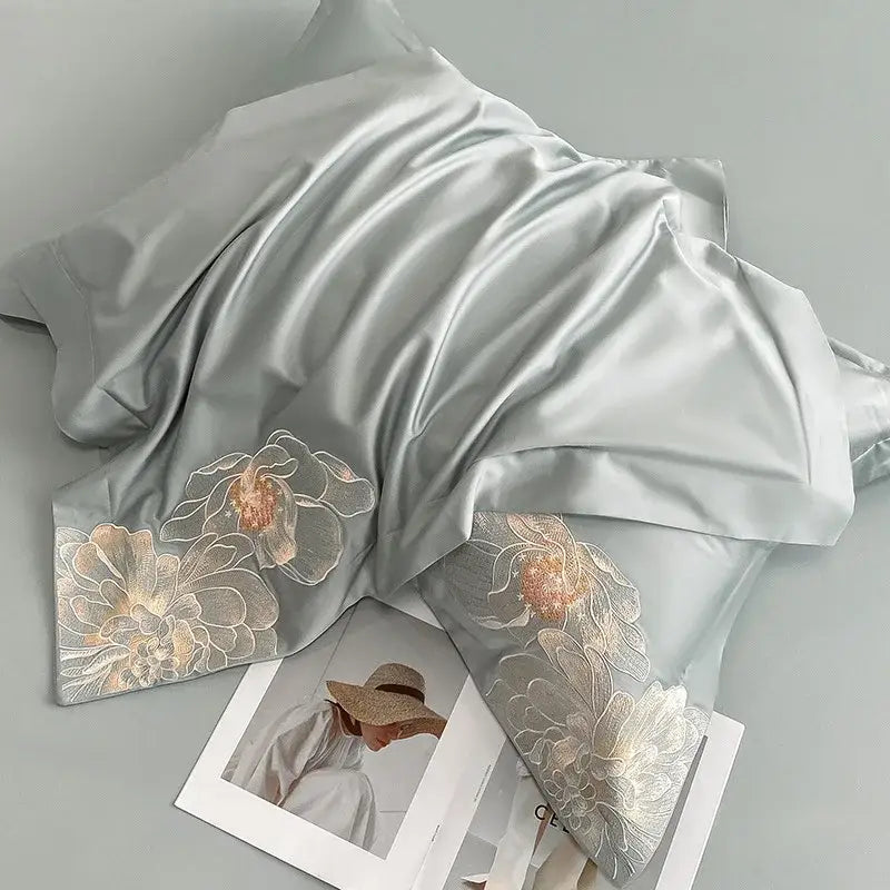 Light Blue Gold Bedding Set