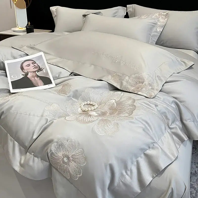 Light Blue Gold Bedding Set