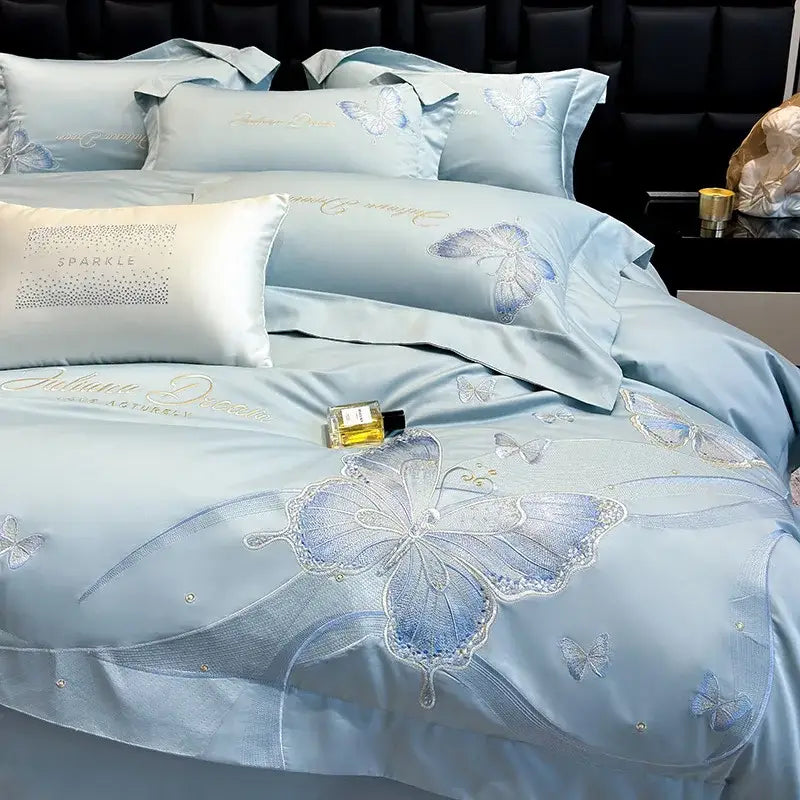 Light Blue Gold Bedding Set