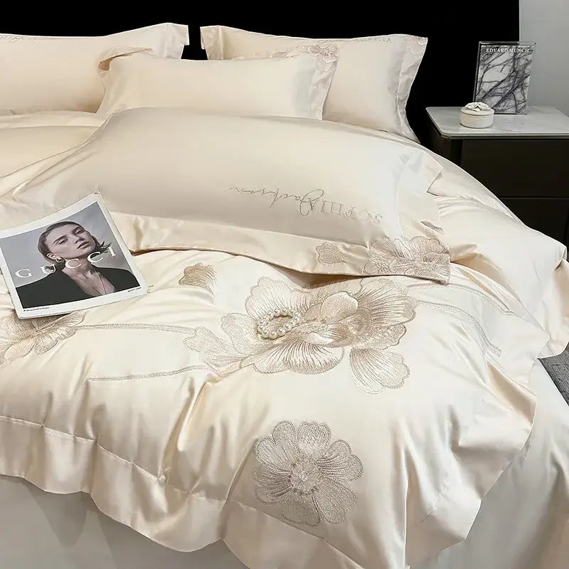 Light Blue Gold Bedding Set