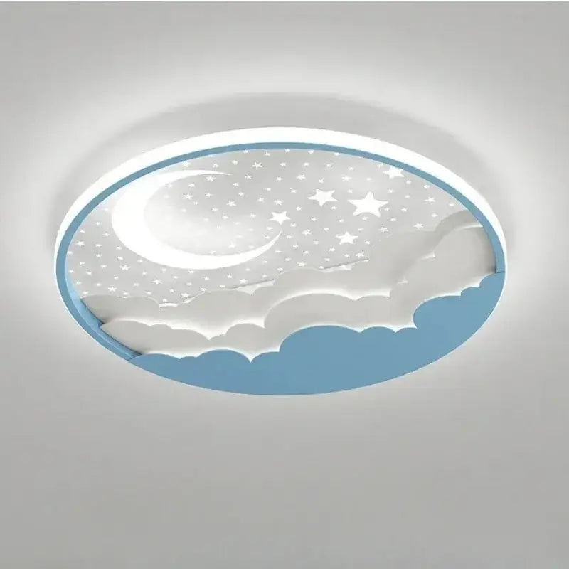 White LED Ceiling Lamp Moon Star Kids Design