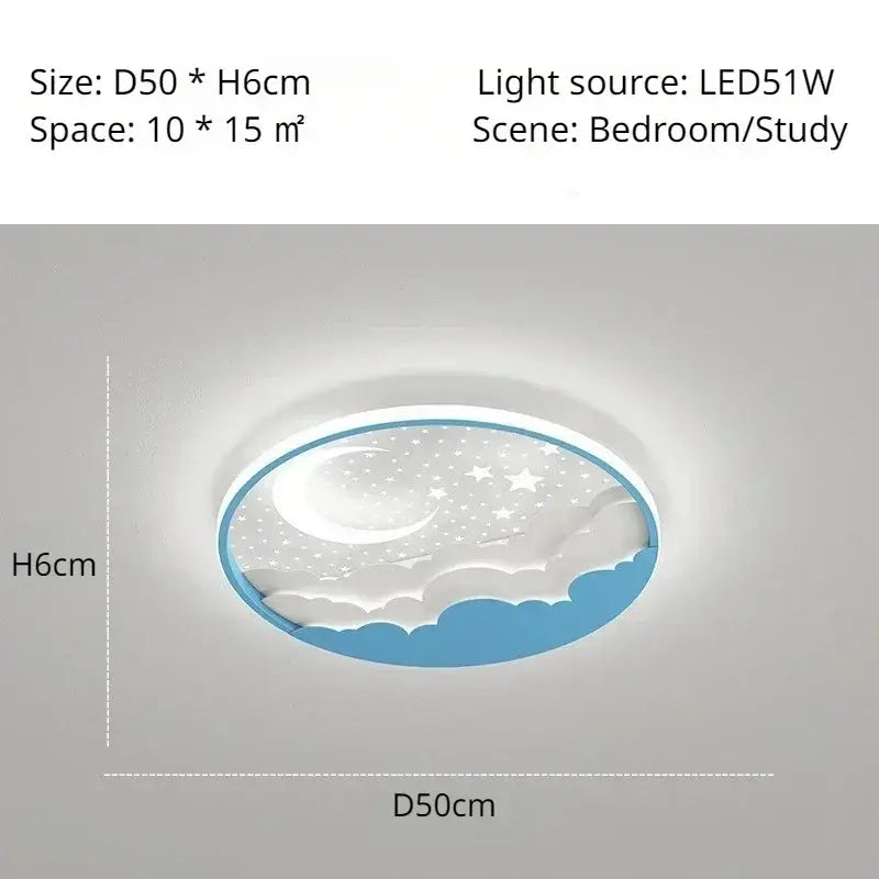 White LED Ceiling Lamp Moon Star Kids Design
