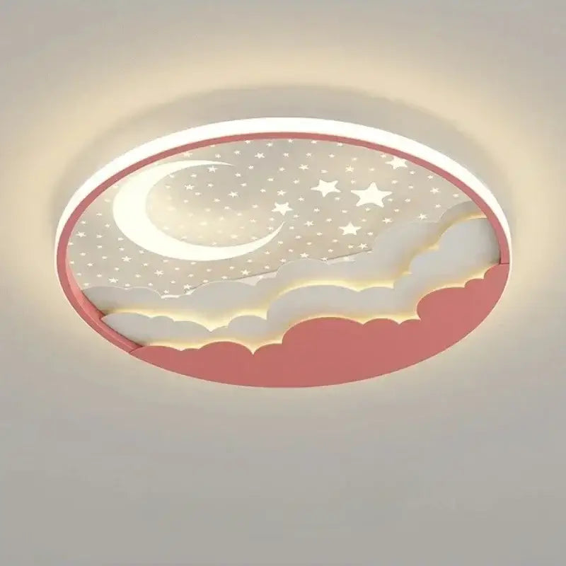 White LED Ceiling Lamp Moon Star Kids Design