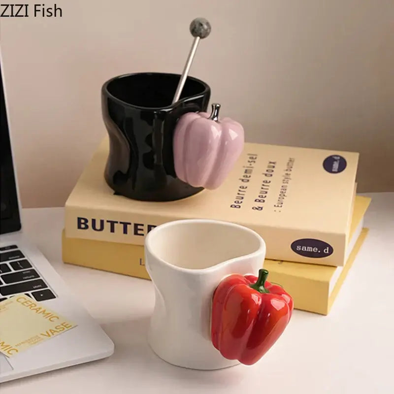 Black White Ceramic Mug Set 300ml
