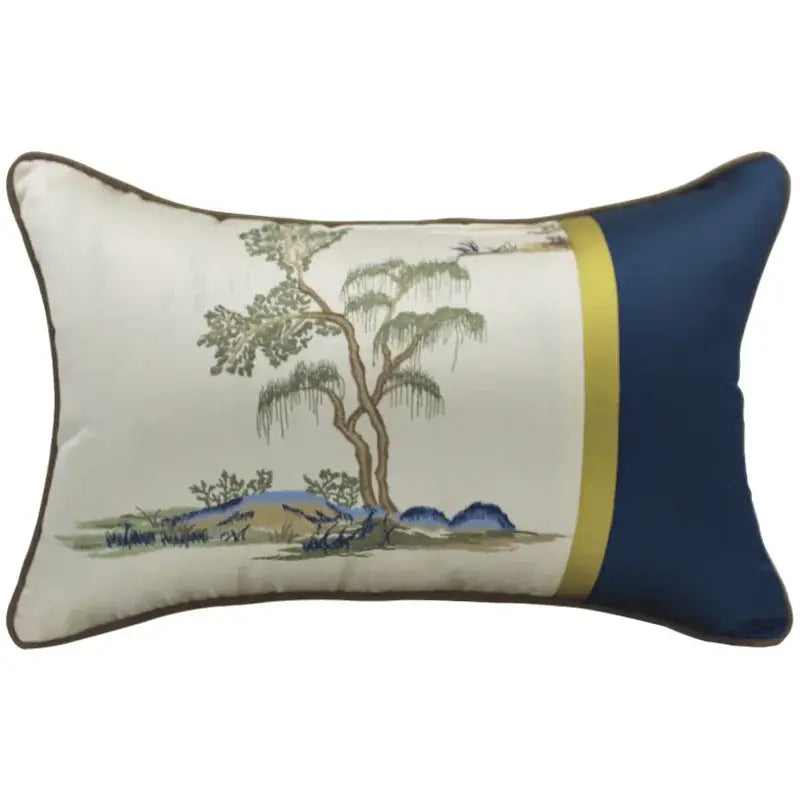 Cream Blue Lumbar Pillow
