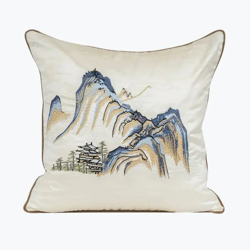 Cream Blue Lumbar Pillow