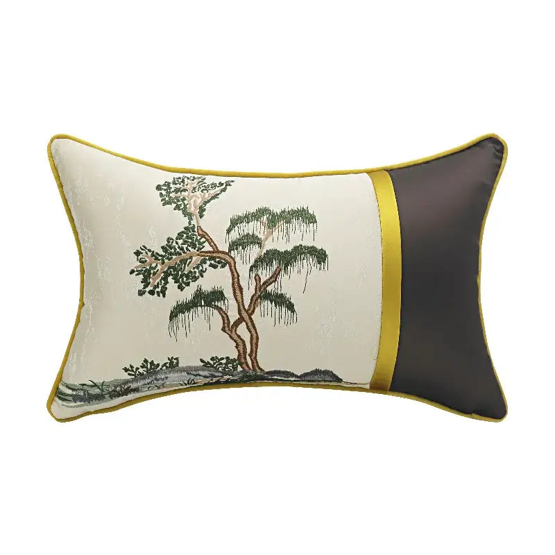Cream Blue Lumbar Pillow