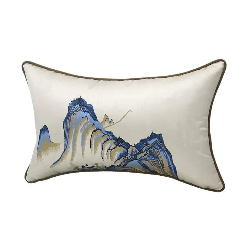 Cream Blue Lumbar Pillow
