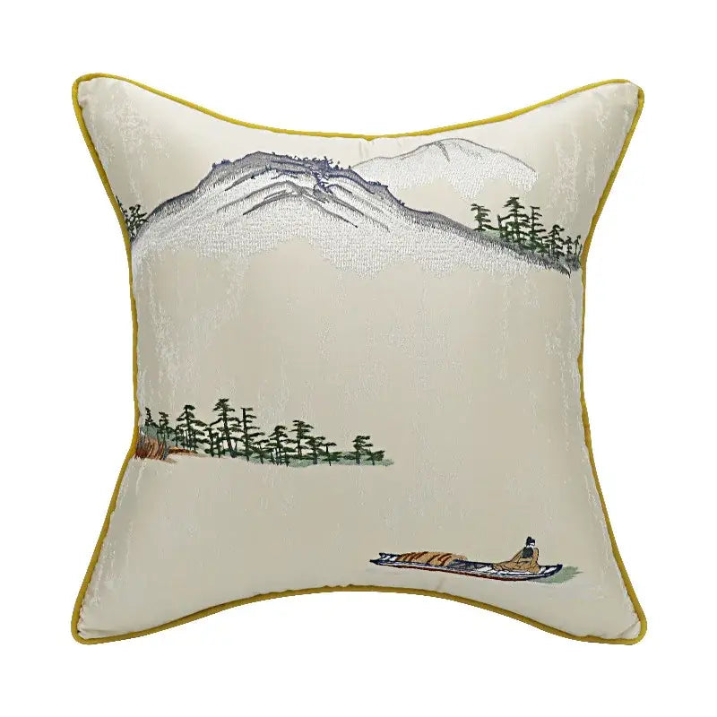 Cream Blue Lumbar Pillow