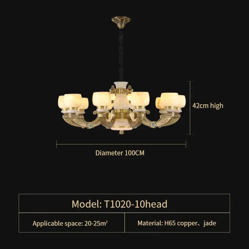 Gold Jade Glass Chandelier