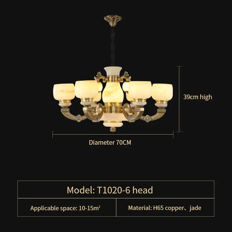 Gold Jade Glass Chandelier