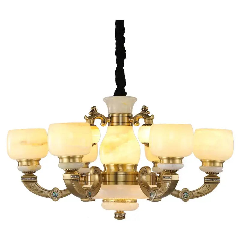 Gold Jade Glass Chandelier