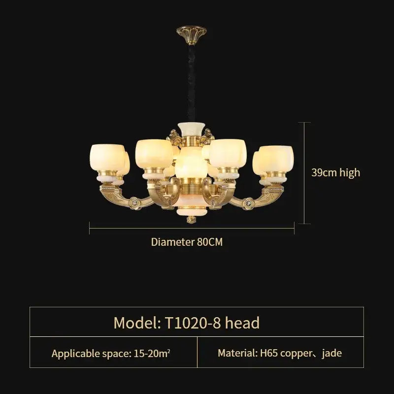 Gold Jade Glass Chandelier