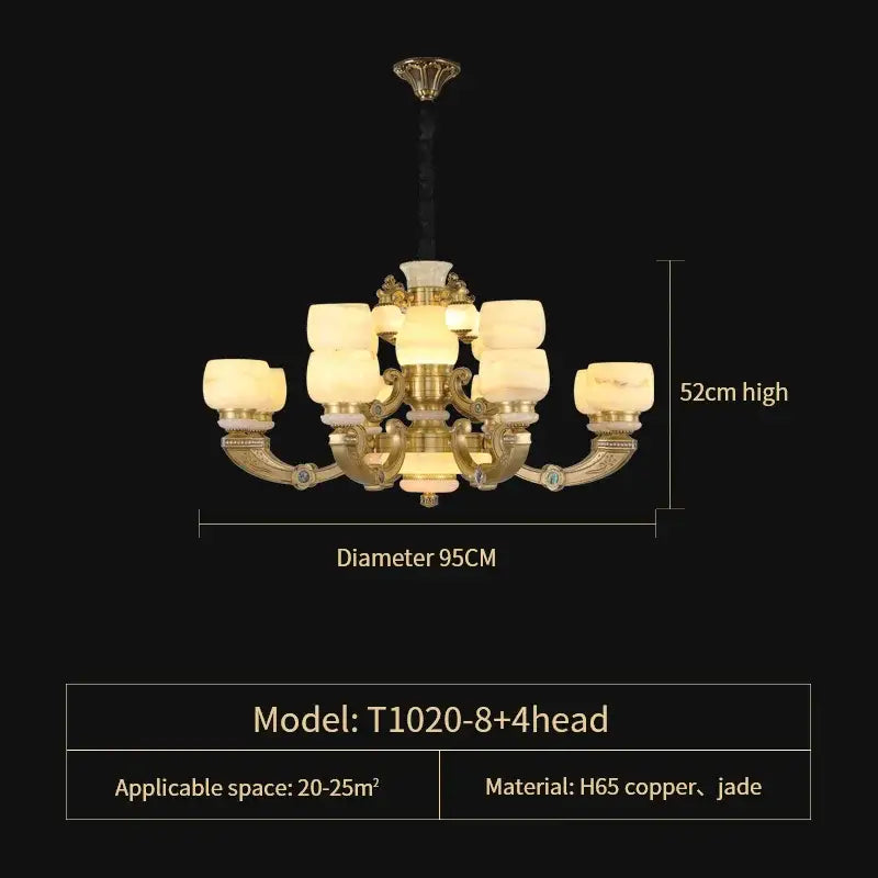 Gold Jade Glass Chandelier