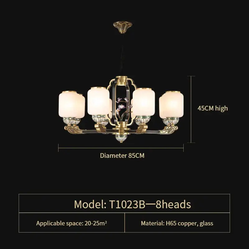Brass Jade Chandelier