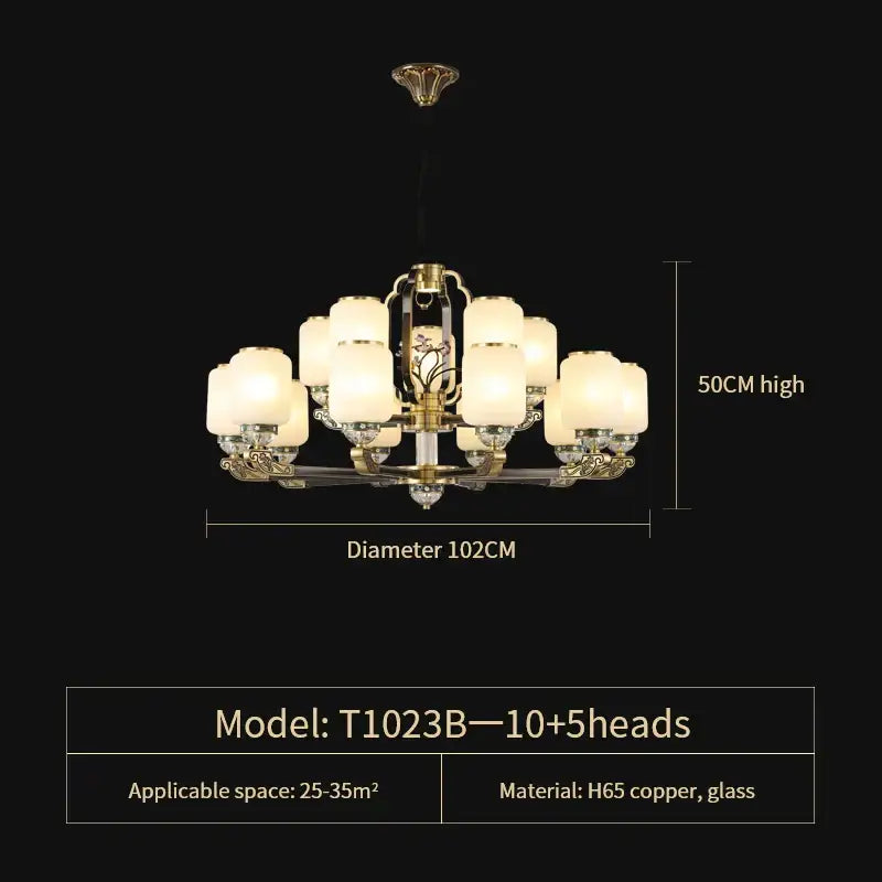 Brass Jade Chandelier
