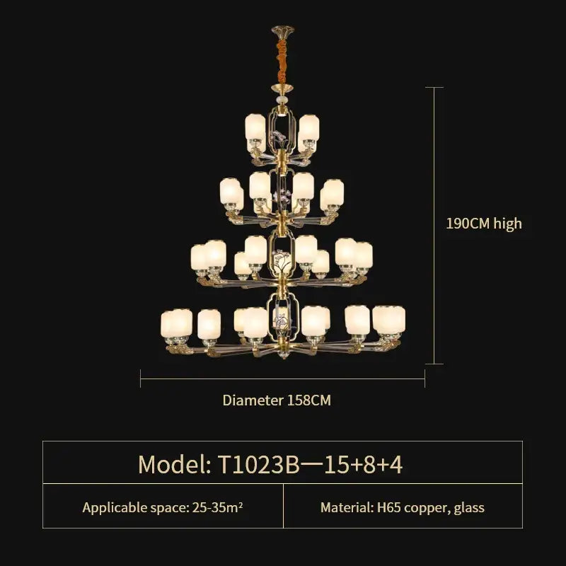 Brass Jade Chandelier