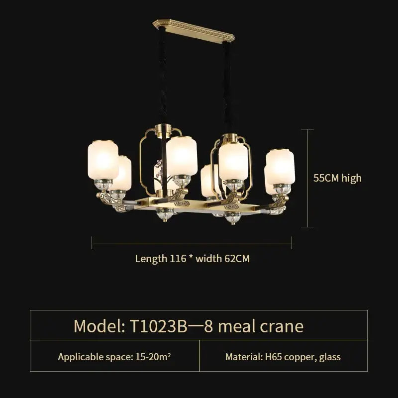 Brass Jade Chandelier
