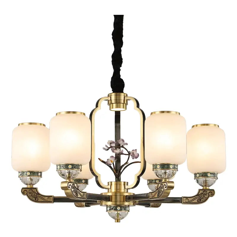 Brass Jade Chandelier