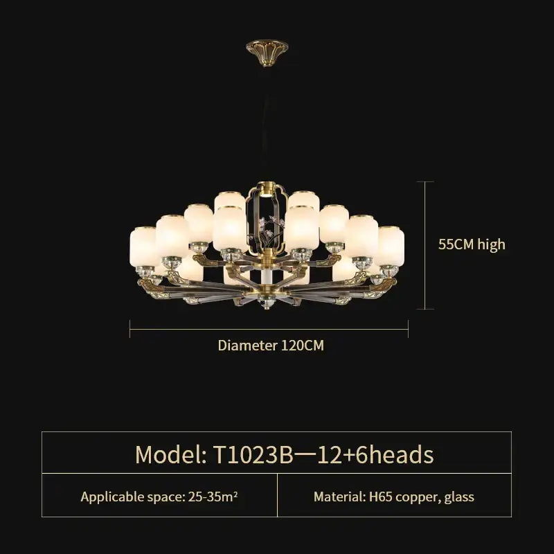 Brass Jade Chandelier