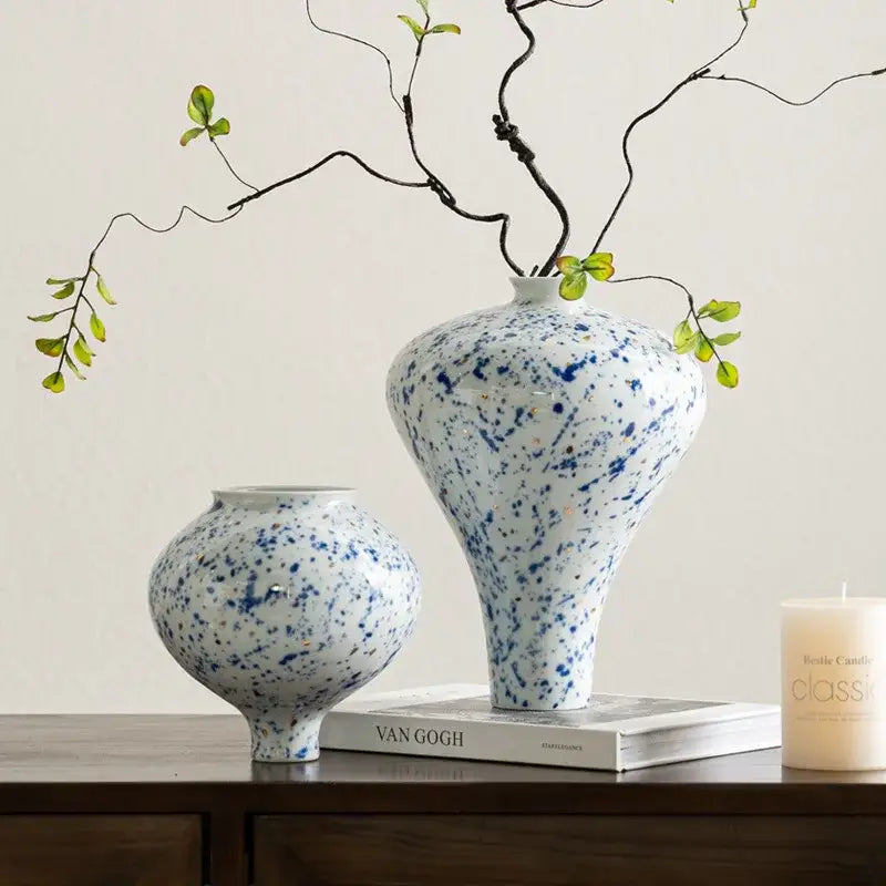 White Blue Ceramic Vase